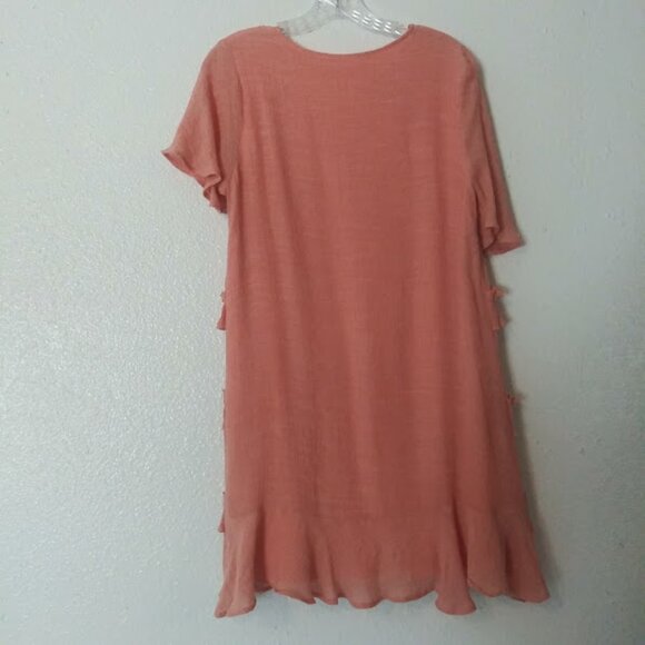 Pink Lily women's M ruffle accent dusty coral colored dress - Picture 5 of 14